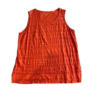 Chico's Women's Size 3 Orange Ruffle Tank Top‎ with Sequins